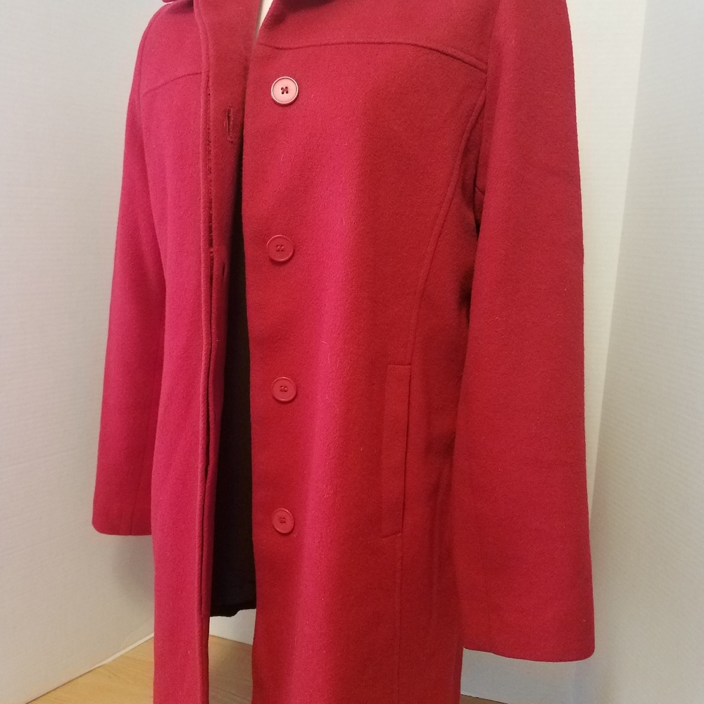 Jason Kole Wool Pea Coat in Red Color